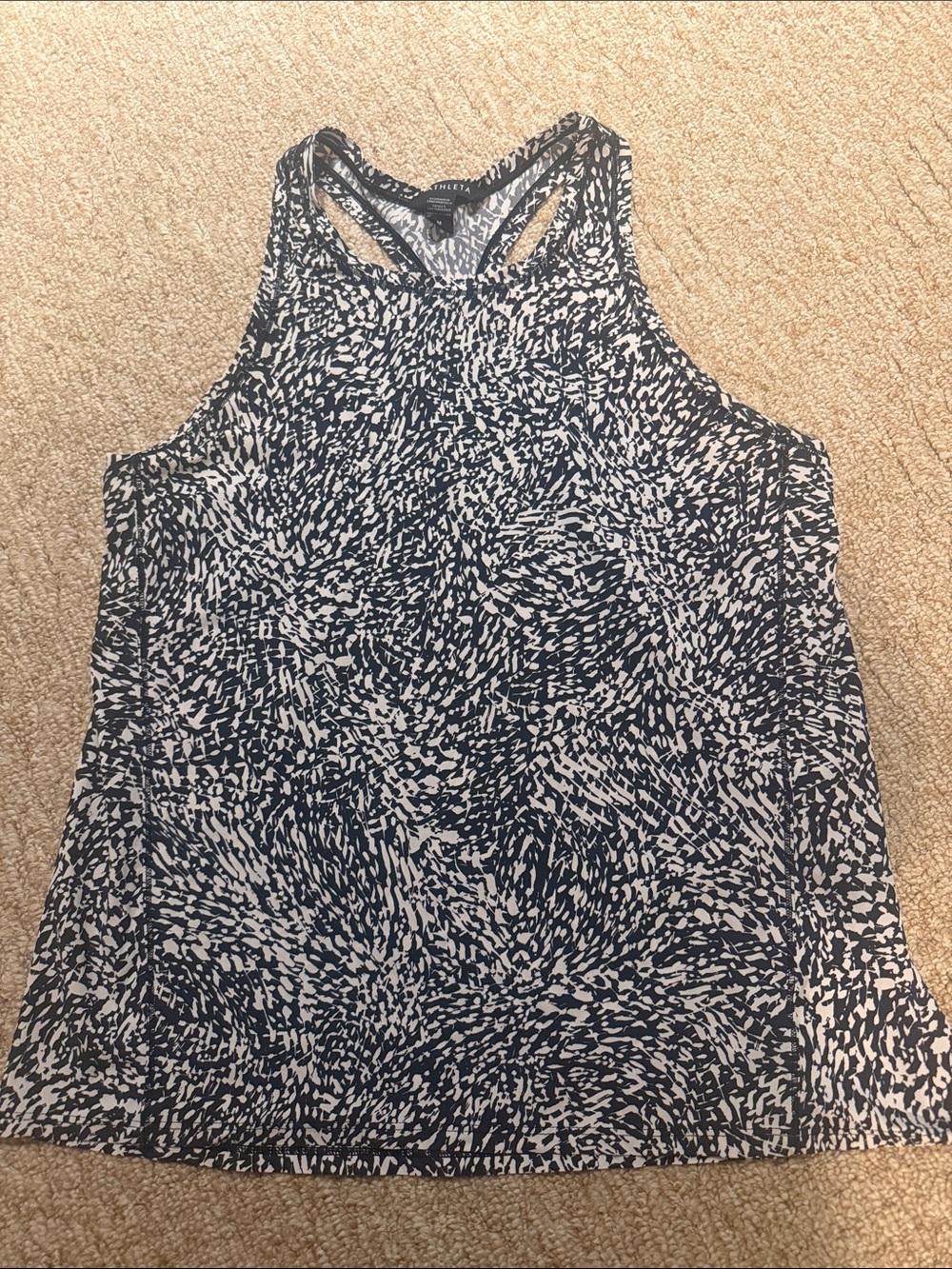 Athleta Black and White Abstract Print Racerback Tank